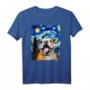 Lustiges Selfie Englische Bulldogge Sternennacht Van Gogh T-Shirt – Perfektes Geschenk für Hundeliebhaber, Kunstfans und Familie