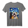 Lustiges Selfie Englische Bulldogge Sternennacht Van Gogh T-Shirt – Perfektes Geschenk für Hundeliebhaber, Kunstfans und Familie