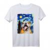 Lustiges Selfie Englische Bulldogge Sternennacht Van Gogh T-Shirt – Perfektes Geschenk für Hundeliebhaber, Kunstfans und Familie