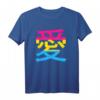 Japanisches Liebe (Ai) Kanji Pride T-Shirt für LGBT & Pride Month – Pansexuelles Design in Flaggenfarben