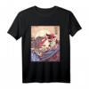 Vintage Retro Japanese Great Wave Cat Vs Monster Otaku Manga Kurzarm T-Shirt – Perfektes Geschenk für Anime, Katzenliebhaber und Japan-Fans