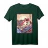 Vintage Retro Japanese Great Wave Cat Vs Monster Otaku Manga Kurzarm T-Shirt – Perfektes Geschenk für Anime, Katzenliebhaber und Japan-Fans