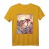 Vintage Retro Japanese Great Wave Cat Vs Monster Otaku Manga Kurzarm T-Shirt – Perfektes Geschenk für Anime, Katzenliebhaber und Japan-Fans