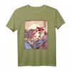 Vintage Retro Japanese Great Wave Cat Vs Monster Otaku Manga Kurzarm T-Shirt – Perfektes Geschenk für Anime, Katzenliebhaber und Japan-Fans
