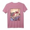 Vintage Retro Japanese Great Wave Cat Vs Monster Otaku Manga Kurzarm T-Shirt – Perfektes Geschenk für Anime, Katzenliebhaber und Japan-Fans