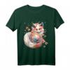 Anime Kawaii Kitsune Fuchs T-Shirt mit Kirschblüten - Japanische Mythologie, Folklore & Otaku Geschenk für Fans