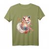 Anime Kawaii Kitsune Fuchs T-Shirt mit Kirschblüten - Japanische Mythologie, Folklore & Otaku Geschenk für Fans