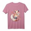 Anime Kawaii Kitsune Fuchs T-Shirt mit Kirschblüten - Japanische Mythologie, Folklore & Otaku Geschenk für Fans