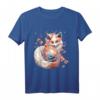 Anime Kawaii Kitsune Fuchs T-Shirt mit Kirschblüten - Japanische Mythologie, Folklore & Otaku Geschenk für Fans