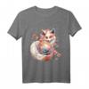 Anime Kawaii Kitsune Fuchs T-Shirt mit Kirschblüten - Japanische Mythologie, Folklore & Otaku Geschenk für Fans