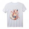 Anime Kawaii Kitsune Fuchs T-Shirt mit Kirschblüten - Japanische Mythologie, Folklore & Otaku Geschenk für Fans