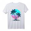 Vaporwave Aesthetic Palmen Sonnenuntergang Japanische Musik T-Shirt – Exklusives Retro-Futurismus Design für Festivals, Anime & Kawaii Fans