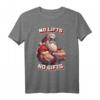 HapKitten T-Shirt mit muskulösem Weihnachtsmann und Spruch 'No lifts, no gifts' – Humorvolles Kraft- und Weihnachts-Shirt für Männer