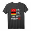 50 % Türkisch 50 % Deutsch T-Shirt – Stolz auf doppelte Herkunft, ideales Geschenk für Deutsch-Türken und Deutsch-Türkinnen