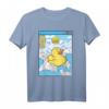 Surfende Gummiente in japanischen Wellen - Kawaii Vaporwave Anime T-Shirt im Retro 90er-Jahre Stil für Anime- und Japan-Fans