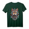 Spiritueller Fuchs Krafttier der Indianer Federn Design T-Shirt – Symbol für Weisheit, List und Führung in der spirituellen Welt