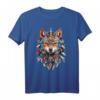 Spiritueller Fuchs Krafttier der Indianer Federn Design T-Shirt – Symbol für Weisheit, List und Führung in der spirituellen Welt