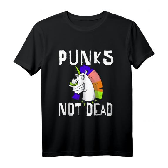 Punks Not Dead Punk Rock Einhorn T-Shirt – Lustiges Geschenk für Punk Musik Fans, Geburtstags- und Weihnachtsgeschenk für Punk- und Einhorn-Liebhaber