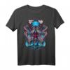 Japanisches Anime Kitsune Maske T-Shirt mit Oni Geist und Fox Design - Futuristische Otaku Kleidung für Männer und Frauen, Geschenk für Manga und Anime Fans