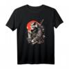 Japanische Samurai-Katzen Grafik Herren Damen Kinder T-Shirt – Perfekt für Katzenliebhaber, Anime- und Manga-Fans, japanische Themenpartys