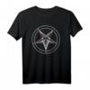 666 Satan Schwarzer Stern Motiv mit Totenkopf - Okkultes Pentagramm T-Shirt für Metalmusik- und Satanismus-Fans