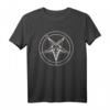 666 Satan Schwarzer Stern Motiv mit Totenkopf - Okkultes Pentagramm T-Shirt für Metalmusik- und Satanismus-Fans