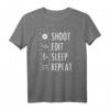 Fotografen Shoot Edit Sleep Repeat T-Shirt mit Kamera-Design – Perfektes Geschenk für Fotografen, Cutter & Kameraleute