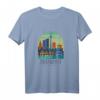 Frankfurt Skyline Illustration T-Shirt – Stadt-Liebe Geschenk für Frankfurt Fans und Freunde