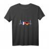 Damen Vintage Herzschlag T-Shirt mit Frankreich-Deutschland Flagge - Zeige deine Liebe zur Kultur und Freundschaft