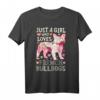 Französische Bulldogge Just A Girl Who Loves Dog Flower Women Floral T-Shirt – Niedliches Tierliebhaber Damen-Shirt für Hundemädchen