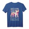Französische Bulldogge Just A Girl Who Loves Dog Flower Women Floral T-Shirt – Niedliches Tierliebhaber Damen-Shirt für Hundemädchen