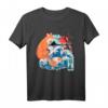 Japanischer Fuchs Kitsune & Great Wave Kanagawa Vintage Art T-Shirt - Japanische Kultur, Sakura & Traditionen