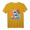 Japanischer Fuchs Kitsune & Great Wave Kanagawa Vintage Art T-Shirt - Japanische Kultur, Sakura & Traditionen
