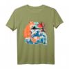 Japanischer Fuchs Kitsune & Great Wave Kanagawa Vintage Art T-Shirt - Japanische Kultur, Sakura & Traditionen