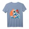 Japanischer Fuchs Kitsune & Great Wave Kanagawa Vintage Art T-Shirt - Japanische Kultur, Sakura & Traditionen