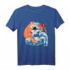 Japanischer Fuchs Kitsune & Great Wave Kanagawa Vintage Art T-Shirt - Japanische Kultur, Sakura & Traditionen
