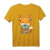 Kawaii Bubble Tea Fuchs Lustiges Boba-Tee Kurzarm T-Shirt für Anime- und Manga-Fans – Niedliches Tiermotiv für Männer, Frauen, Jungen & Mädchen