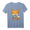 Kawaii Bubble Tea Fuchs Lustiges Boba-Tee Kurzarm T-Shirt für Anime- und Manga-Fans – Niedliches Tiermotiv für Männer, Frauen, Jungen & Mädchen