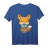 Kawaii Bubble Tea Fuchs Lustiges Boba-Tee Kurzarm T-Shirt für Anime- und Manga-Fans – Niedliches Tiermotiv für Männer, Frauen, Jungen & Mädchen