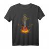 Gitarrenhemd für Musiker & Gitarristen - Akustikgitarre Heartbeat Pulslinie, Vintage Retro T-Shirt für Band, Konzert & Musikliebhaber