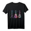 Gitarreninstrument Silhouette Gitarren T-Shirt – Buntes Aquarell-Design für Musikliebhaber, Gitarrenlehrer & Gitarristen zum Geburtstag oder Weihnachten