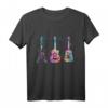 Gitarreninstrument Silhouette Gitarren T-Shirt – Buntes Aquarell-Design für Musikliebhaber, Gitarrenlehrer & Gitarristen zum Geburtstag oder Weihnachten