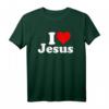 I Heart Love Jesus Christ T-Shirt – Klassisches Christentum T-Shirt mit religiösem Motiv, doppelt genähter Saum