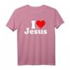 I Heart Love Jesus Christ T-Shirt – Klassisches Christentum T-Shirt mit religiösem Motiv, doppelt genähter Saum