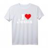 I Heart Love Jesus Christ T-Shirt – Klassisches Christentum T-Shirt mit religiösem Motiv, doppelt genähter Saum