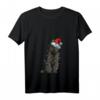 Damen Schwarze Katze Weihnachten Led Lichter T-Shirt - Lustiges Geschenk für Katzenmamas und Tierliebhaberinnen zu Heiligabend & Weihnachten