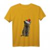 Damen Schwarze Katze Weihnachten Led Lichter T-Shirt - Lustiges Geschenk für Katzenmamas und Tierliebhaberinnen zu Heiligabend & Weihnachten