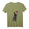 Damen Schwarze Katze Weihnachten Led Lichter T-Shirt - Lustiges Geschenk für Katzenmamas und Tierliebhaberinnen zu Heiligabend & Weihnachten