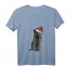 Damen Schwarze Katze Weihnachten Led Lichter T-Shirt - Lustiges Geschenk für Katzenmamas und Tierliebhaberinnen zu Heiligabend & Weihnachten