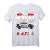 Personalisierter Spruch: Achtung Hier kommt Alex - Polizeiauto T-Shirt mit Namen für Kinder & Männer, lustiges Geschenkidee